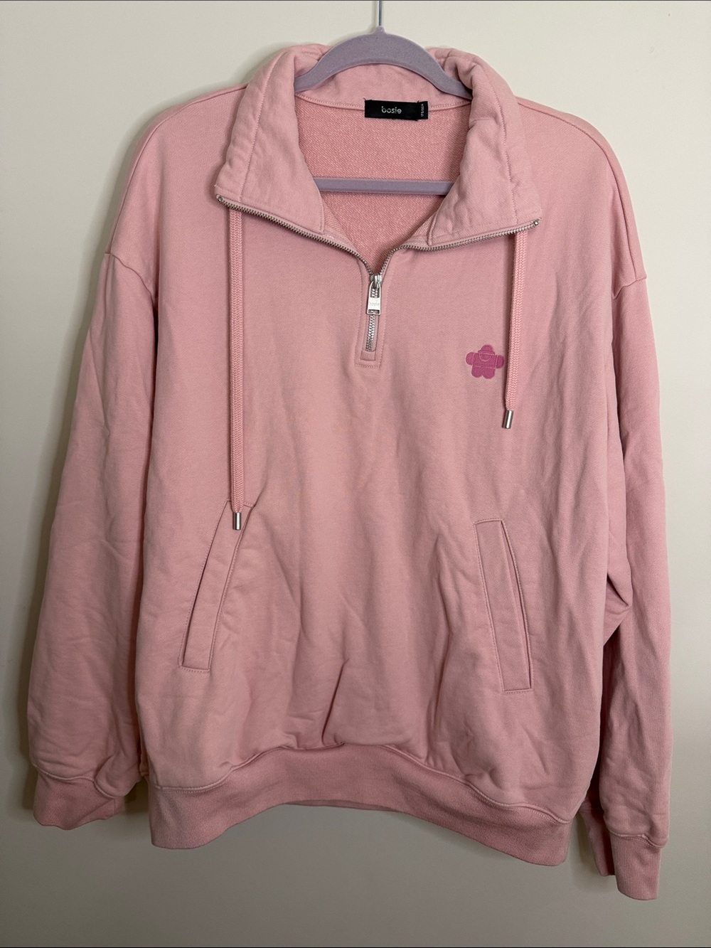 Bosie Pink Half-Zip Sweatshirt with Subtle Logo